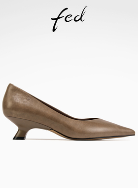 fed尖头单鞋秋季新款女鞋一脚蹬职业通勤鞋真皮鞋女S0820-ZCB513