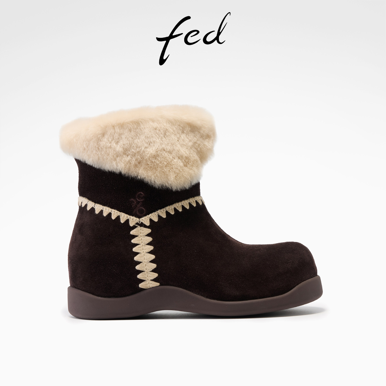 fed厚底雪地靴冬季新款女靴毛边短靴加厚保暖棉靴女款S1205-YA202,女鞋,时尚雪地靴,淘宝优惠券,粉丝福利购,淘宝优惠卷