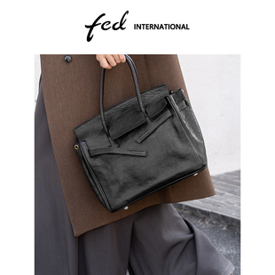 fed女包植鞣树膏皮手提包大容量通勤托特包斜挎包感商务风BFA9088