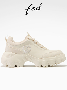fed云朵印章厚底鞋春季新款女鞋白色老爹鞋休闲增高鞋女款YAB605
