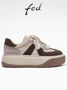 fed复古德训鞋春季新款女鞋透气运动休闲鞋增高板鞋女D1021-YA519