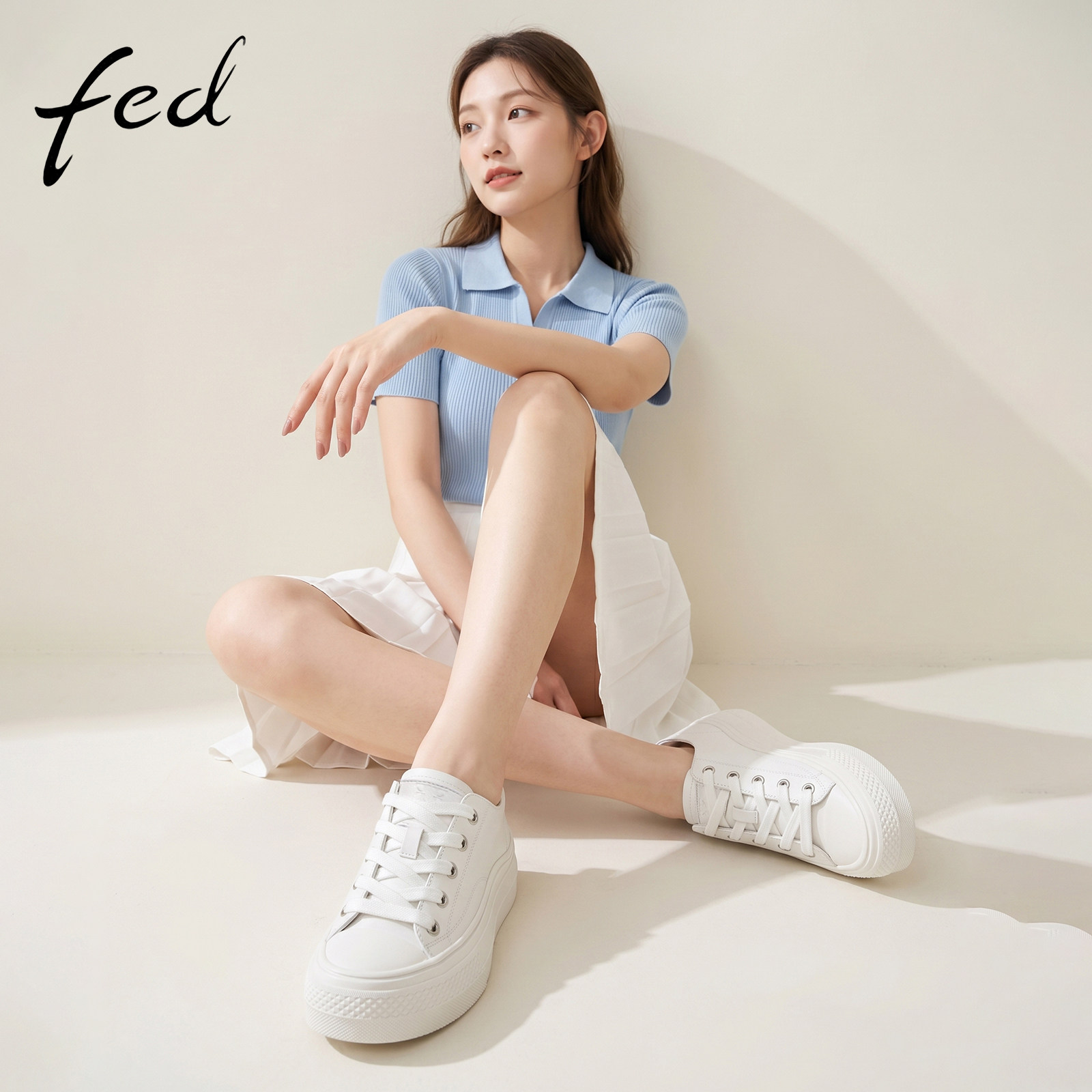 fed浅口板鞋秋季内增高休闲鞋