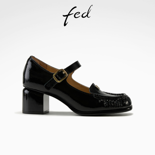 女鞋 新款 高跟玛丽珍鞋 方头小皮鞋 YAB020 fed黑曜舞步单鞋 女款 春季