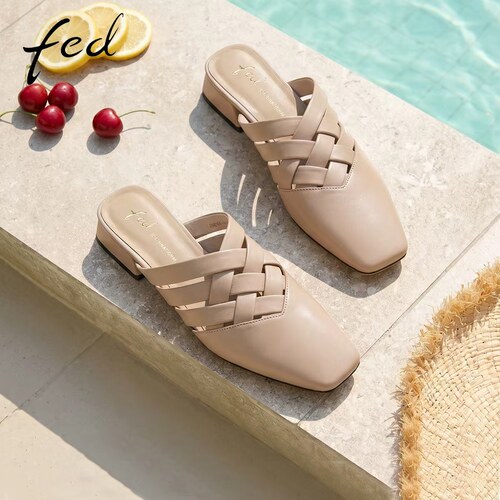 fed女夏包头后空一脚蹬穆勒鞋