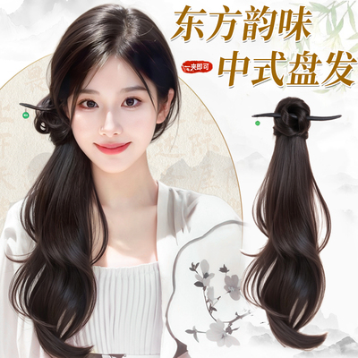 佳丽新中式微卷抓夹发簪马尾辫