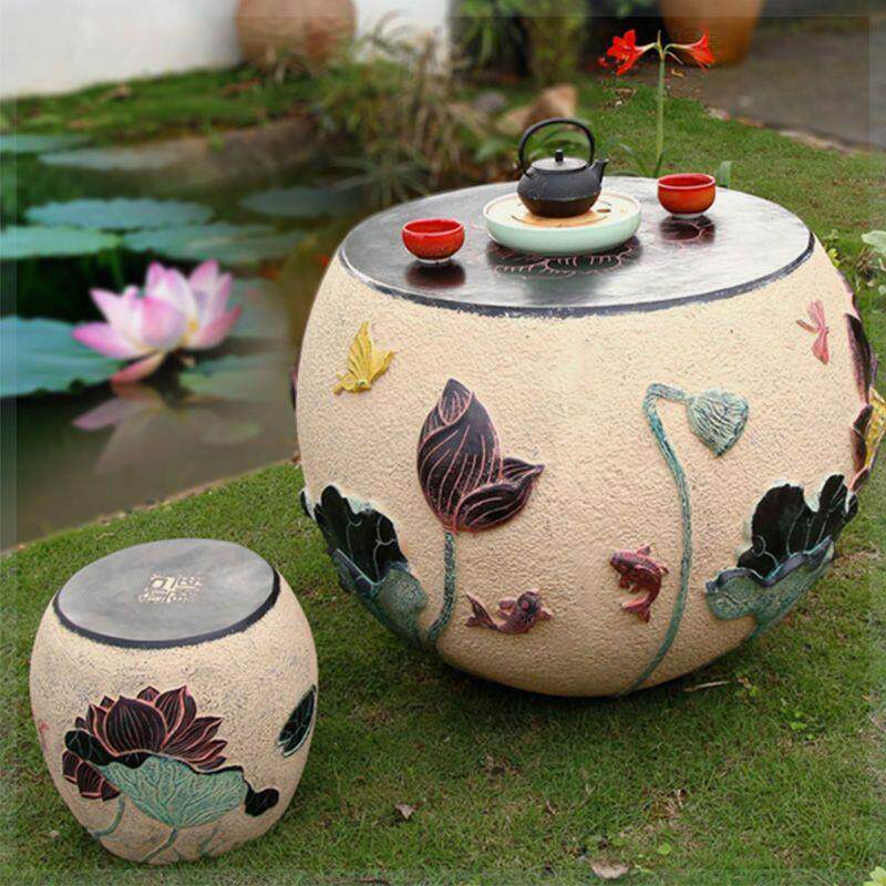 田园风荷花茶几套装小院