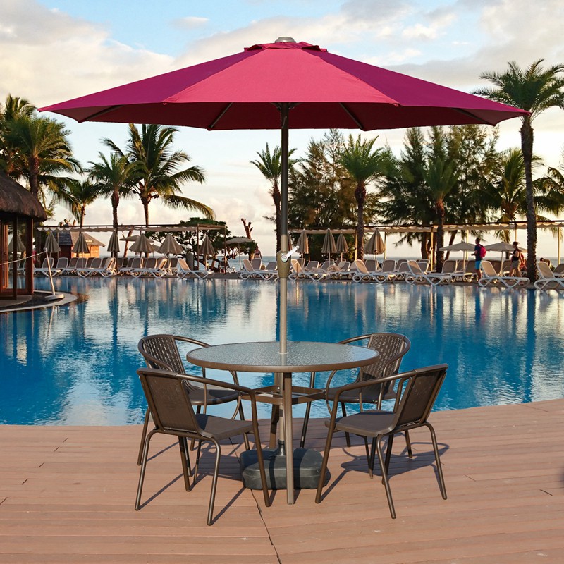 户外桌椅带伞座椅编藤摆摊靠背