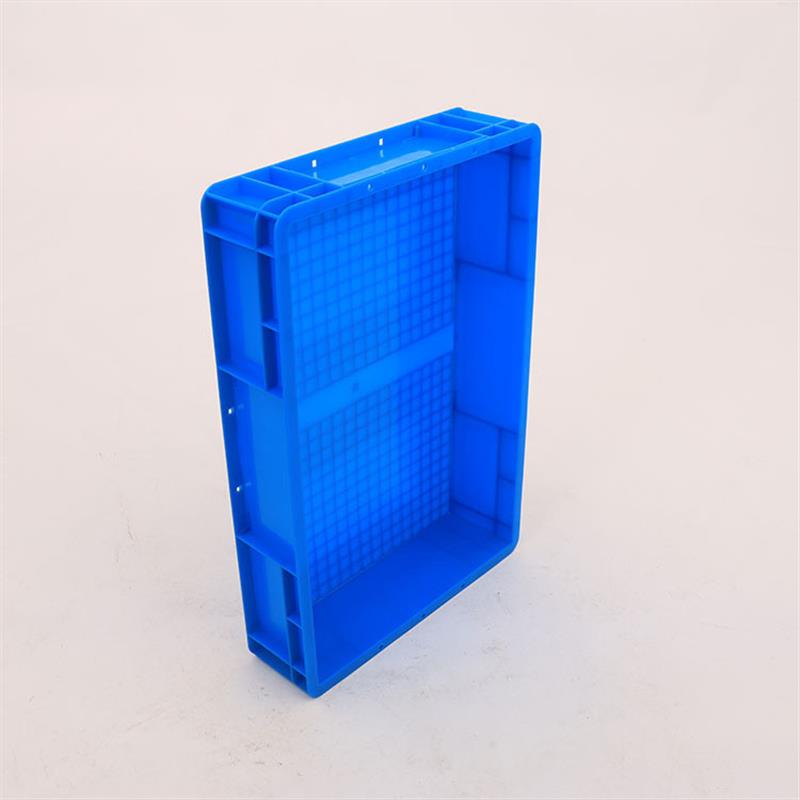 加厚物流箱 蓝色EU4611仓库塑胶运单箱 可配平盖防尘快递周转箱