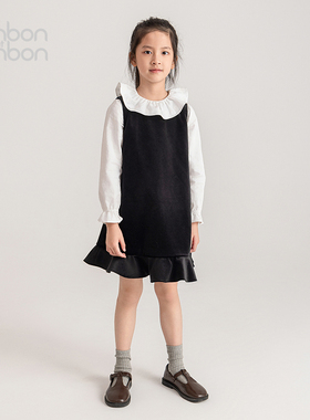 【换季甄选】bonbon et bonbon连衣裙女童纯棉法式复古经典黑色丝