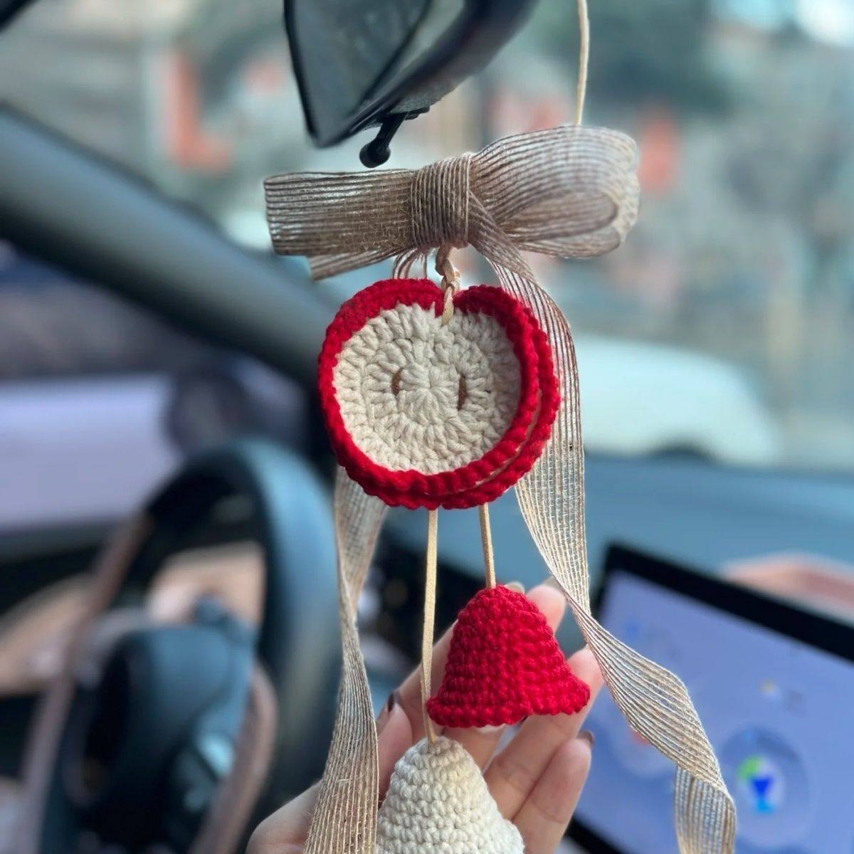 成品苹果片针织车挂手工钩织汽车后视镜挂饰钩织车载装饰可爱挂件,汽车用品/电子/清洗/改装,车挂,淘宝优惠券,粉丝福利购,淘宝优惠卷