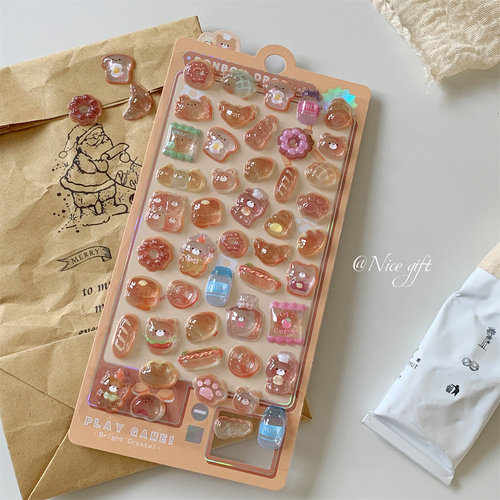 ins风可爱浮雕贴纸3d立体水晶贴手机贴画装饰小图案高颜值滴胶贴