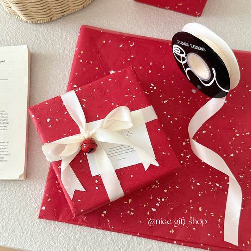 红色系礼物包装纸婚礼派对礼品纸洒金包装纸浪漫喜庆装饰纸花艺纸