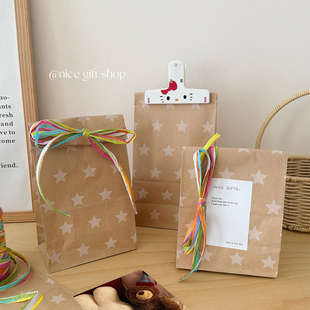 ins风韩系星星牛皮纸袋打包袋简约收纳袋出卡包装 平口礼品袋复古