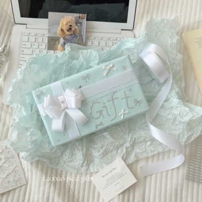 小红书同款蓝色系古早风礼物包装纸ins蓝色珠光雪梨纸节日礼物纸