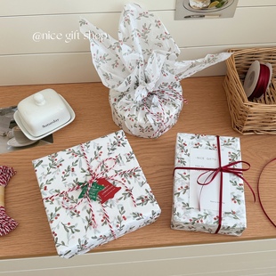 圣诞冬青子雪梨纸节日氛围感礼物包装纸ins出卡打包内衬纸苹果纸