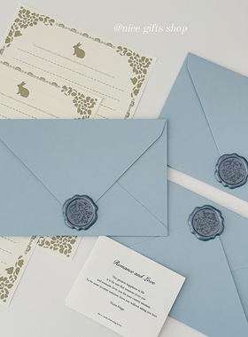 蓝色珠光信封套装~高级感浪漫复古手写表白情书信笺婚礼请柬信笺