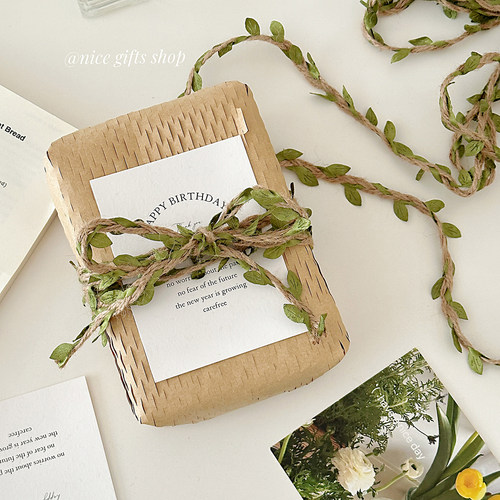 绿叶藤条~复古森系仿绿叶麻绳礼物包装绑带diy装饰材料鲜花打包绳