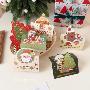 创意可爱圣诞节贺卡立体可折叠留言卡片手写祝福语花艺蛋糕装 饰卡