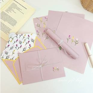 浪漫花卉信封 ins小清新花朵信笺少女心表白手写情书信封信纸套装