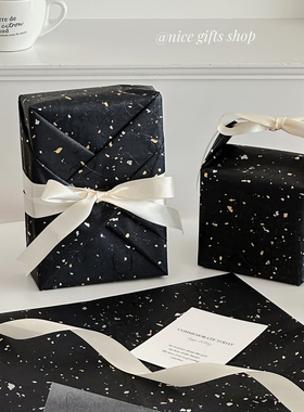 高级黑色洒金艺术纸~ins金银点礼物包装纸花艺包装纸加厚送给对象