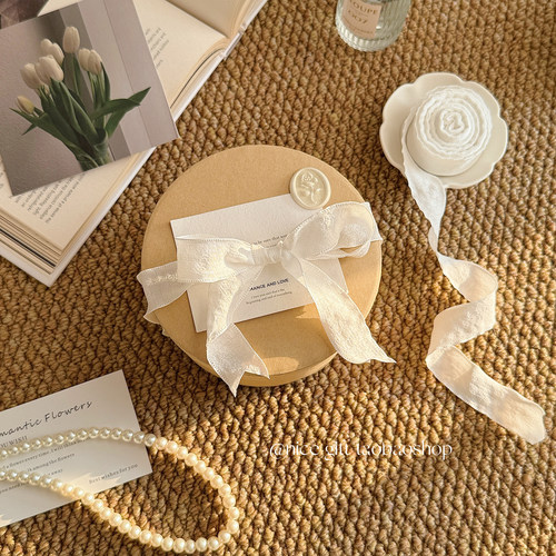韩系礼物打包丝带褶皱波浪边绑带布艺飘带diy蝴蝶结丝带礼盒打包