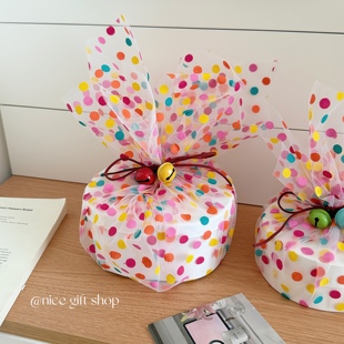 饰网纱布 布氛围感糖盒鲜花装 彩色波点包装 布ins风多巴胺礼物包装