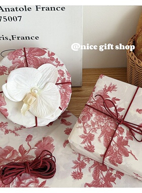 复古风高级感红牡丹雪梨纸节日礼物包装纸国风鲜花花束diy材料纸