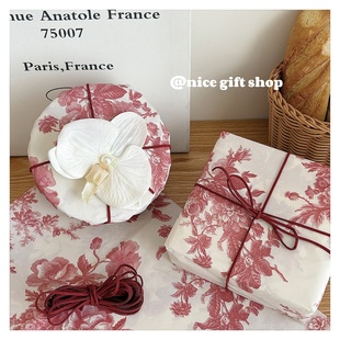 复古风高级感红牡丹雪梨纸节日礼物包装 纸国风鲜花花束diy材料纸