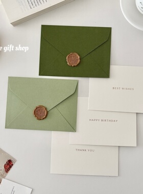 ins风绿色复古系列信封 情人节生日贺卡手写浪漫情书收纳信笺纸
