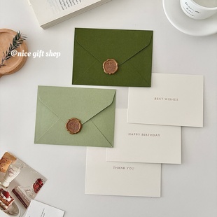 ins风绿色复古系列信封 情人节生日贺卡手写浪漫情书收纳信笺纸