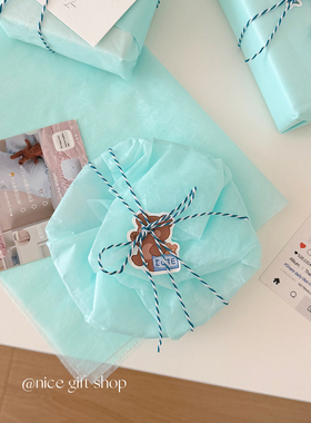 蓝色牛奶棉ins花艺包装纸内衬纸防水礼物包装纸超薄半透明diy材料