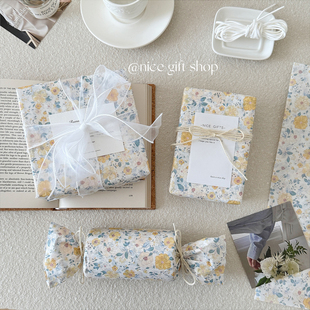 法式 纸花艺纸情人节礼盒打包材料 蓝色春日花圃雪梨纸浪漫礼物包装