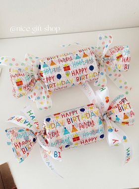 生日快乐~复古生日礼物包装纸ins风派对礼品纸高颜值雪梨纸烘焙纸