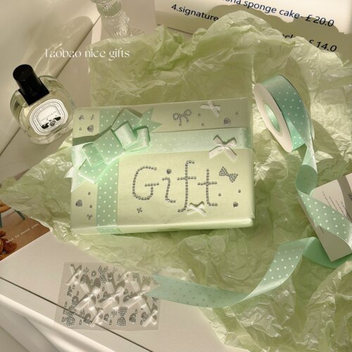 青柠绿~小清新绿色珠光雪梨纸古早生日礼物包装diy创意礼品纸包装