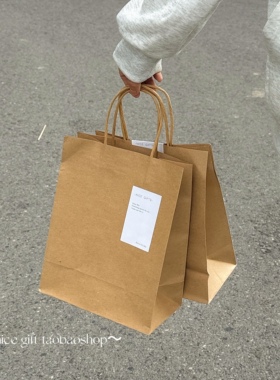 复古纯色牛皮纸袋ins风手提烘焙零食袋子奶茶打包收纳袋购物袋