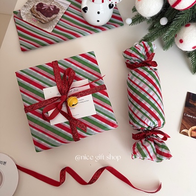 圣诞斜纹礼物包装雪梨纸新年鲜花包装纸氛围感出卡打包内衬纸ins