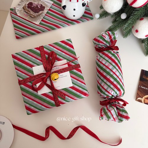 圣诞斜纹礼物包装雪梨纸新年鲜花包装纸氛围感出卡打包内衬纸ins