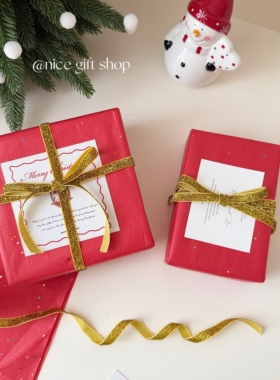 金钩拜~氛围感红色亮片雪梨纸圣诞节礼物包装纸新年节日装饰材料