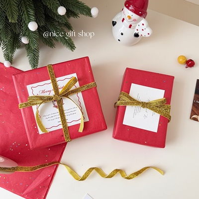 金钩拜~氛围感红色亮片雪梨纸圣诞节礼物包装纸新年节日装饰材料