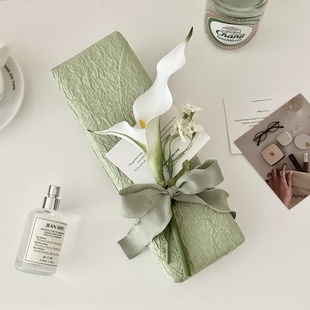 浪漫马蹄莲’绿色褶皱包装 花束材料diy礼物 石纹纸肌理感鲜花包装