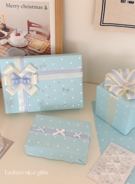 古早韩味蓝色波点礼品纸欧雅纸高颜值花艺装饰纸打包内衬纸送闺蜜