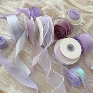 饰绑带温柔色diy蝴蝶结装 Nice 丝带礼物装 紫色系花艺包装 饰 gift