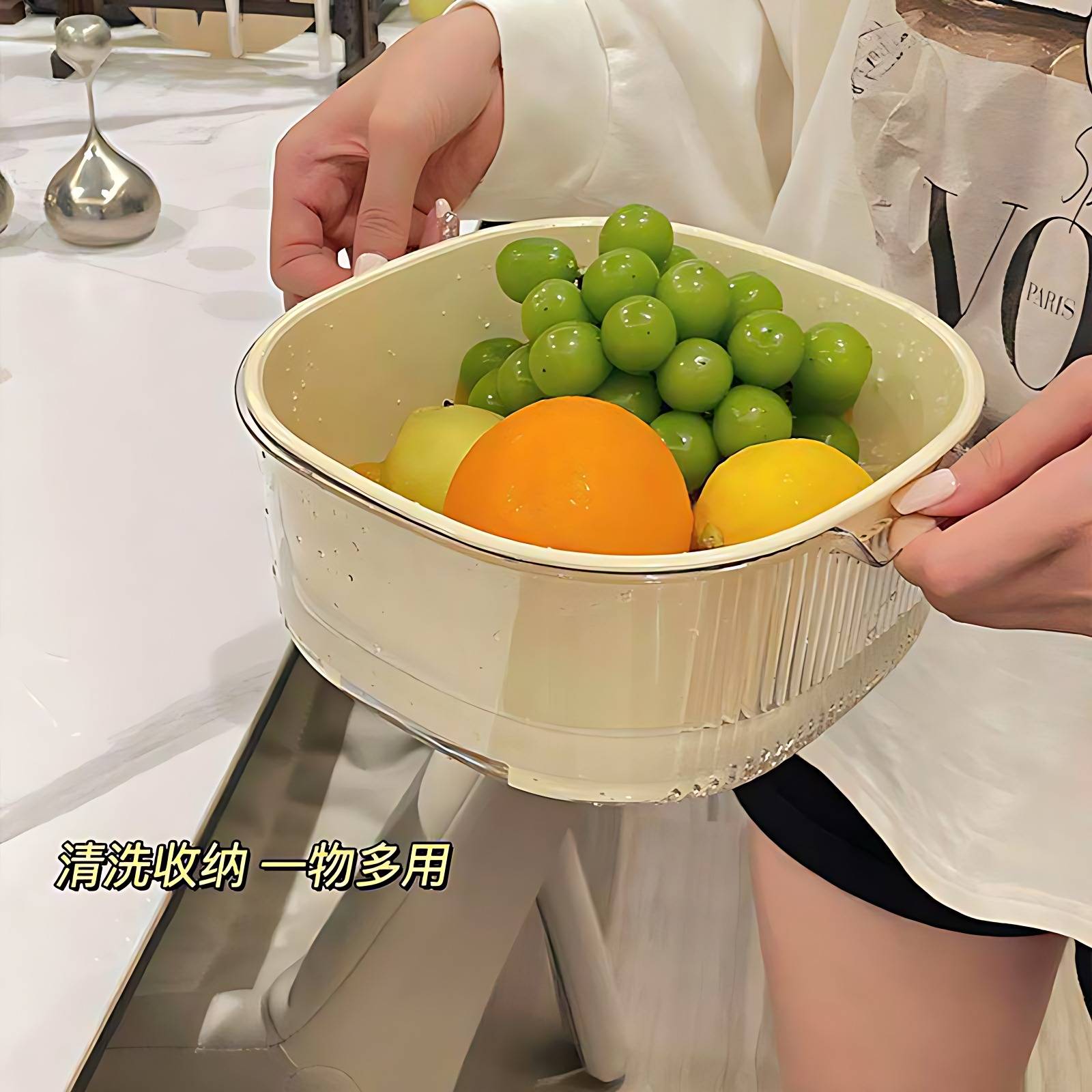 蔬菜水果PP双层沥水篮清洗收纳
