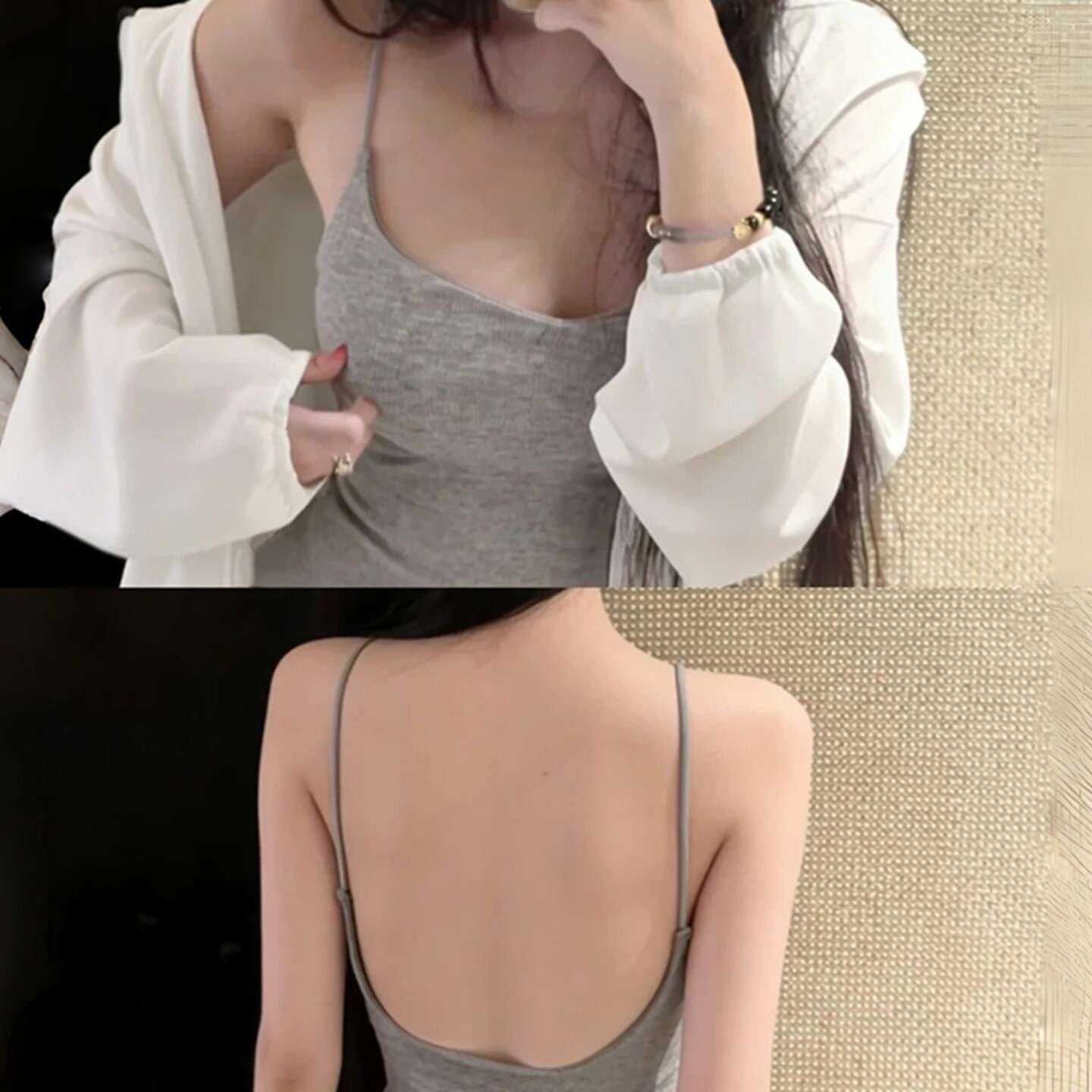 大U美背吊带背心女夏薄款细肩带