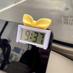 电动三轮车载蝴蝶结迷你电子表时钟数显大数字简约可爱少女小摆件