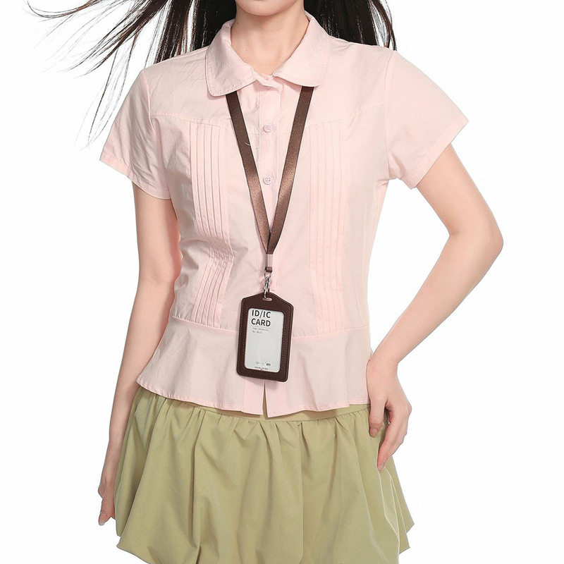 粉色Polo领正肩短袖女衬衫|夏季