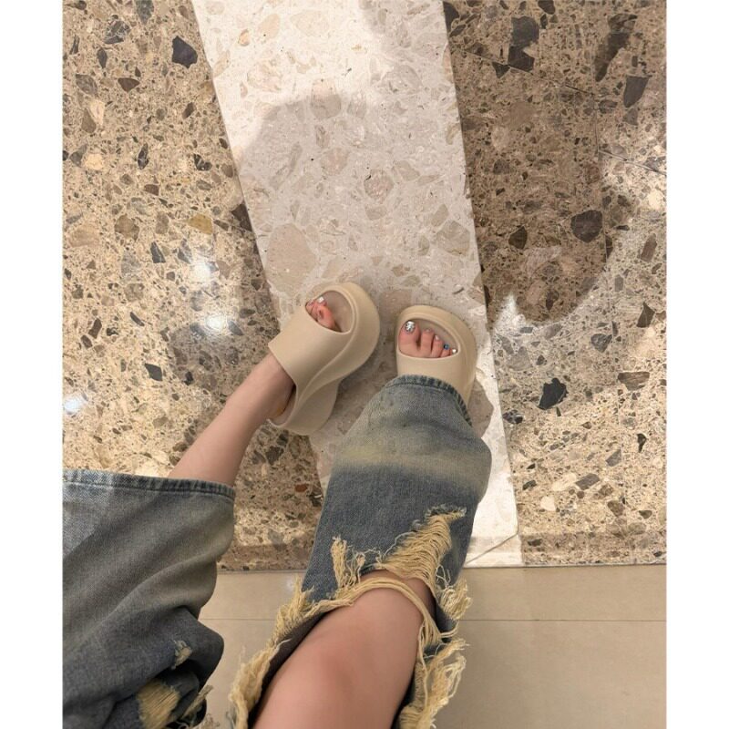 足弓支撑厚底防滑增高踩屎感女拖