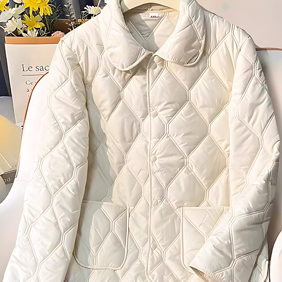 新款女士秋冬棉服保暖时尚韩版轻薄菱形双线百搭休闲棉衣25061