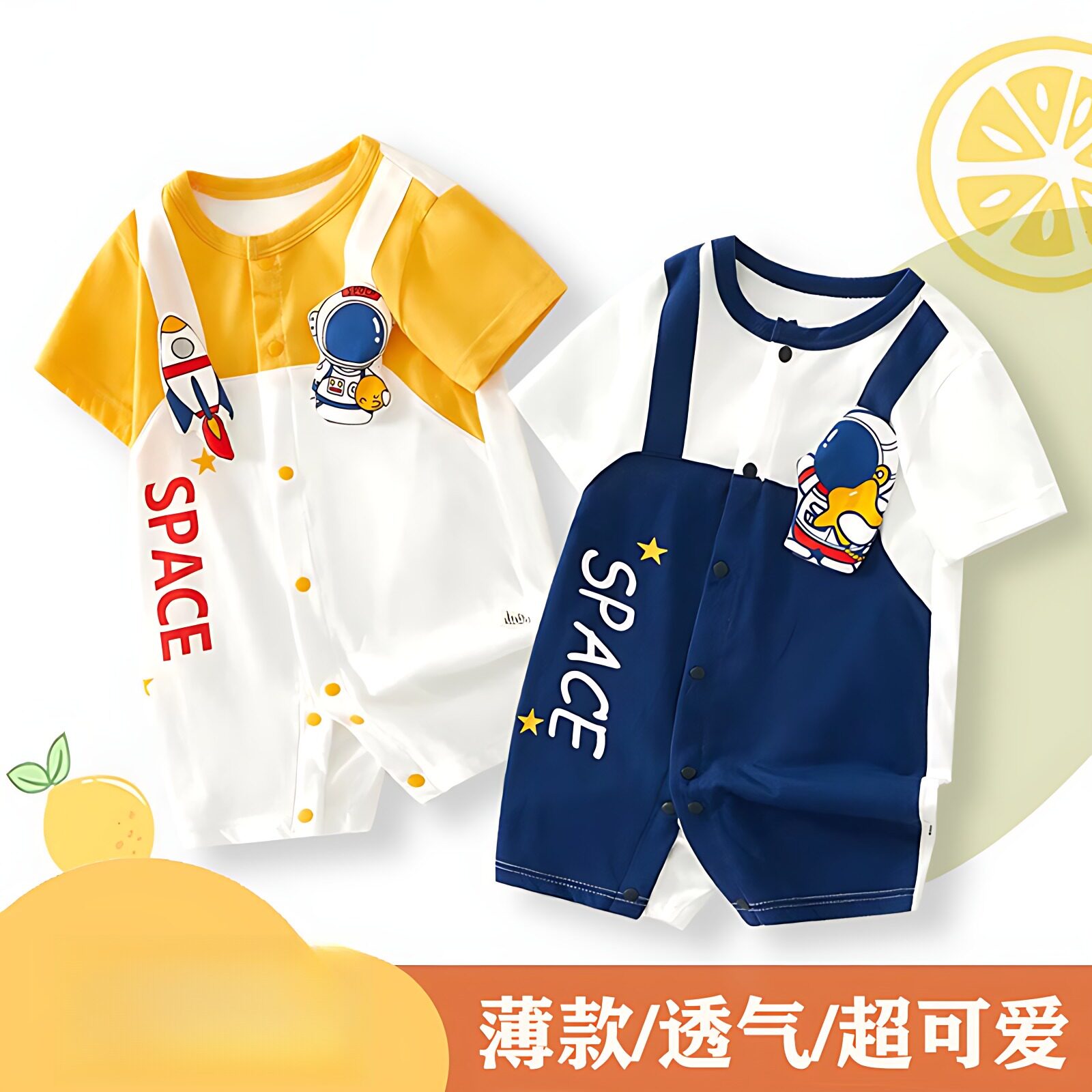 婴儿夏装纯棉短袖连体衣外出哈衣