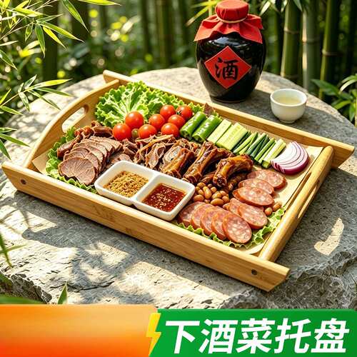 漂亮饭下酒菜专用长方形木质托盘
